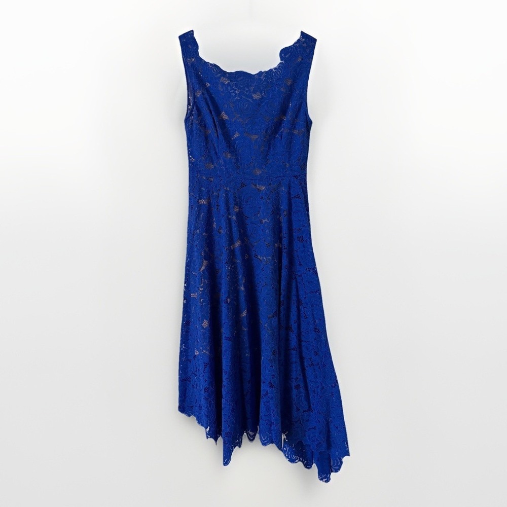 Anthropologie Tracy‎ Reese Royal Blue A-line Lace Dress Asymmetrical Women's 4P